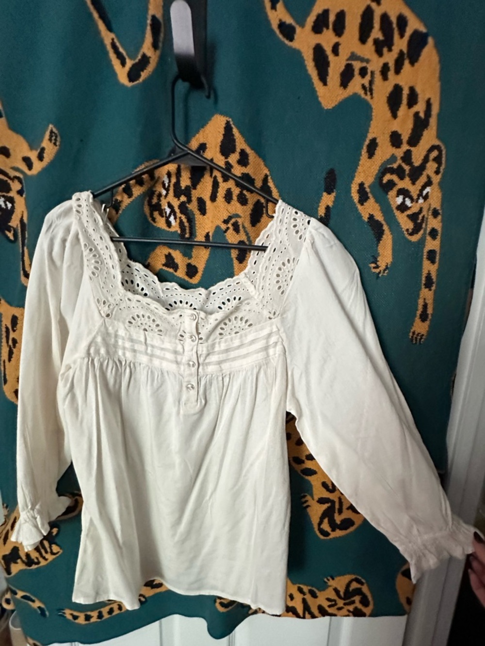Lauren Conrad | LC | Women's Cream Lace-Trim Peasant Blouse